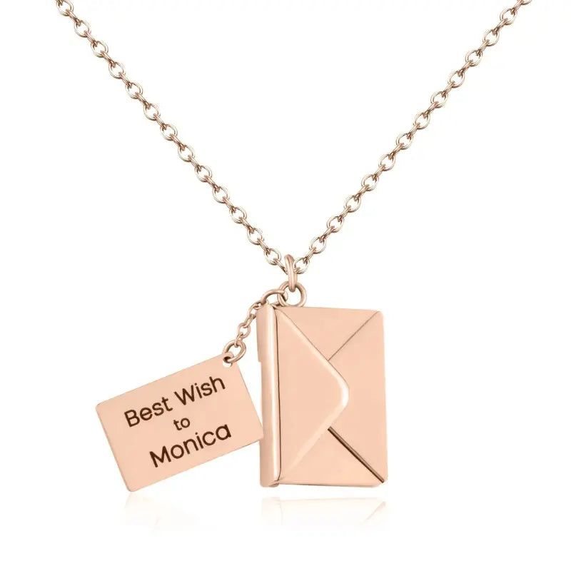 Colar Feminino Personalizável Aço Inoxidável Pingente Carta de Amor