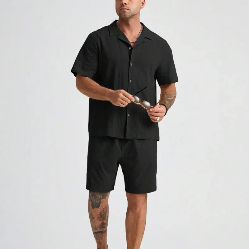 Conjunto Masculino em Viscose Camisa e Shorts Emporium