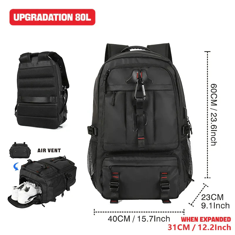 Mochila de Viagem Militar Expansível USB - Capacidade 17.3