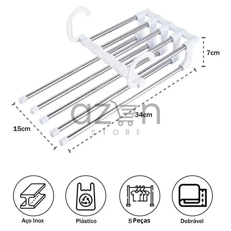 Cabide Aço Inox Dobrável Organizador Multifuncional (COMPRE 3 LEVE 5) AzenStore 