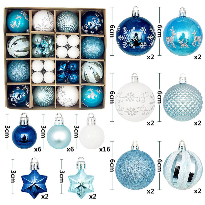 Kit Bolas de Natal 44 Peças Coloridas AzenStoree Azul 