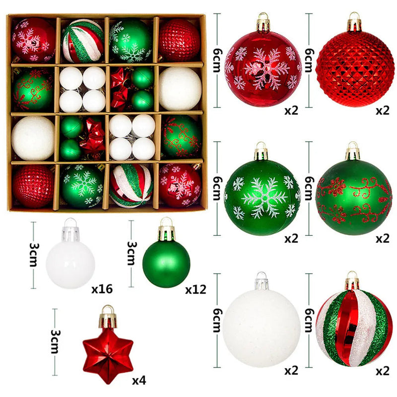 Kit Bolas de Natal 44 Peças Coloridas AzenStoree Verde 