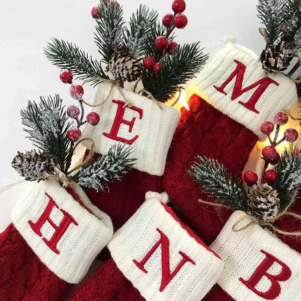 Meias Decorativas de Natal Letras do Alfabeto AzenStoree 