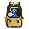 Mochila Escolar do Stitch com Grande Capacidade e Porta USB