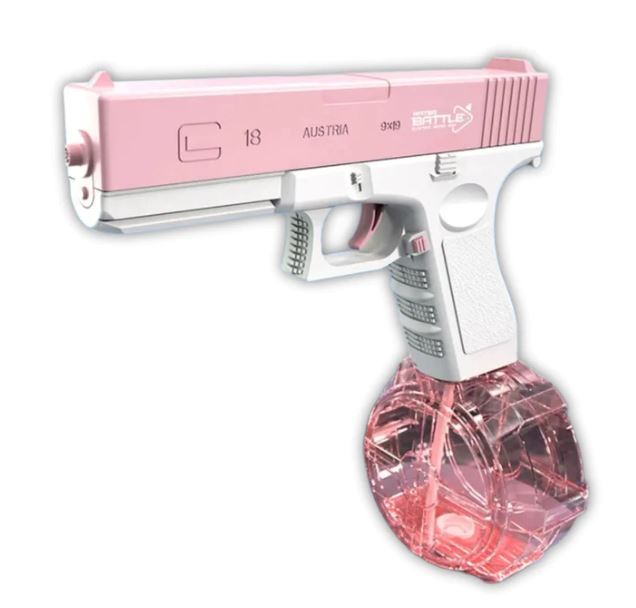 Pistola de Água Elétrica ThunderSplash AzenStoree Rosa Carregador de Tambor 