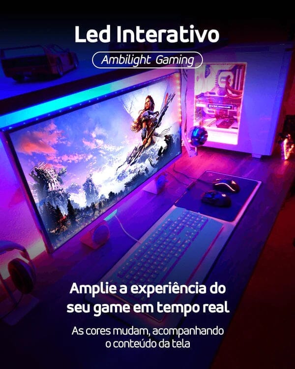 Transforme sua experiência de entretenimento com a Luz LED AMBILED da Azen Store! Esta luz inteligente é perfeita para TV, gamer ou cama, proporcionando uma imersão visual única. Experimente cores vibrantes e atmosfera envolvente como nunca antes. Garanta a sua agora e eleve seu espaço de entretenimento para outro nível. Estoque limitado, não perca tempo!