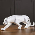 Escultura Decorativa Leopardo Decoração de Mesa de Resina Estátua Leopardo Polihousi AzenStoree Branco 