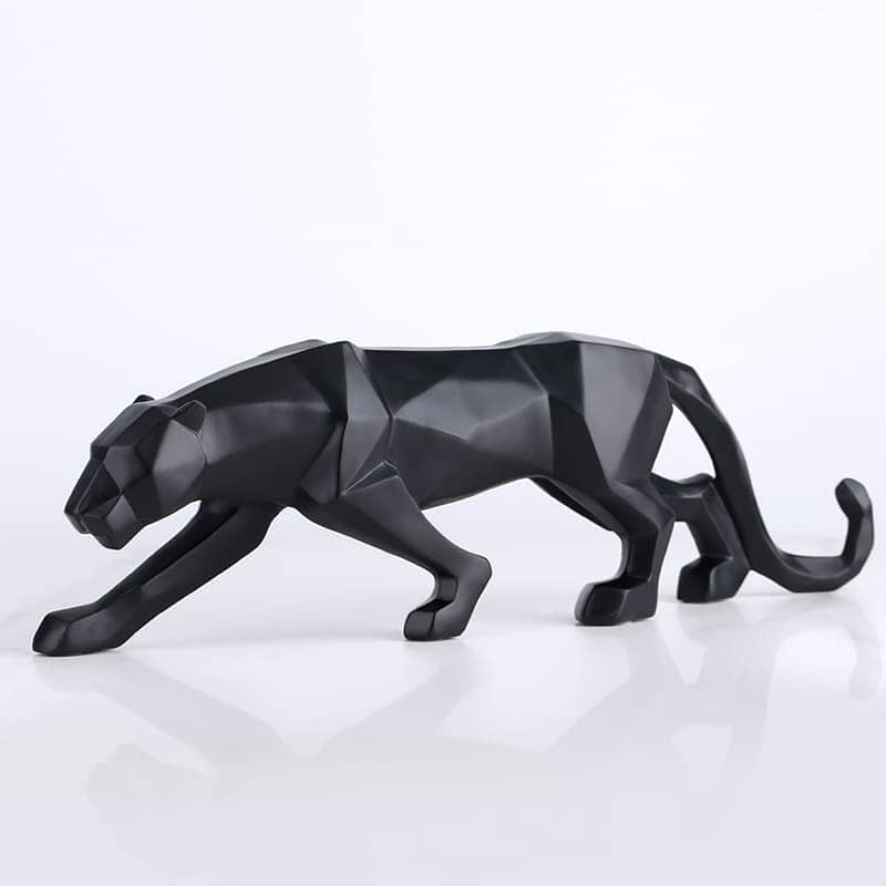 Escultura Decorativa Leopardo Decoração de Mesa de Resina Estátua Leopardo Polihousi AzenStoree Preto 