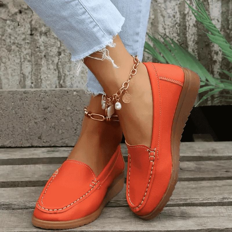 Mocassim Ortopédico de Couro OrthoEase Página Inicial > Sapatos > Mocassim Feminino AzenStoree Laranja 33 