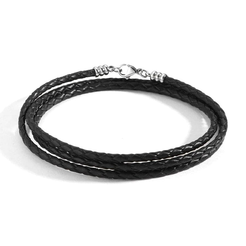 Pulseira de Couro Personalizada - Dia dos Pais AzenStoree Couro Preto com Pingente na cor Prata 1 Nome 